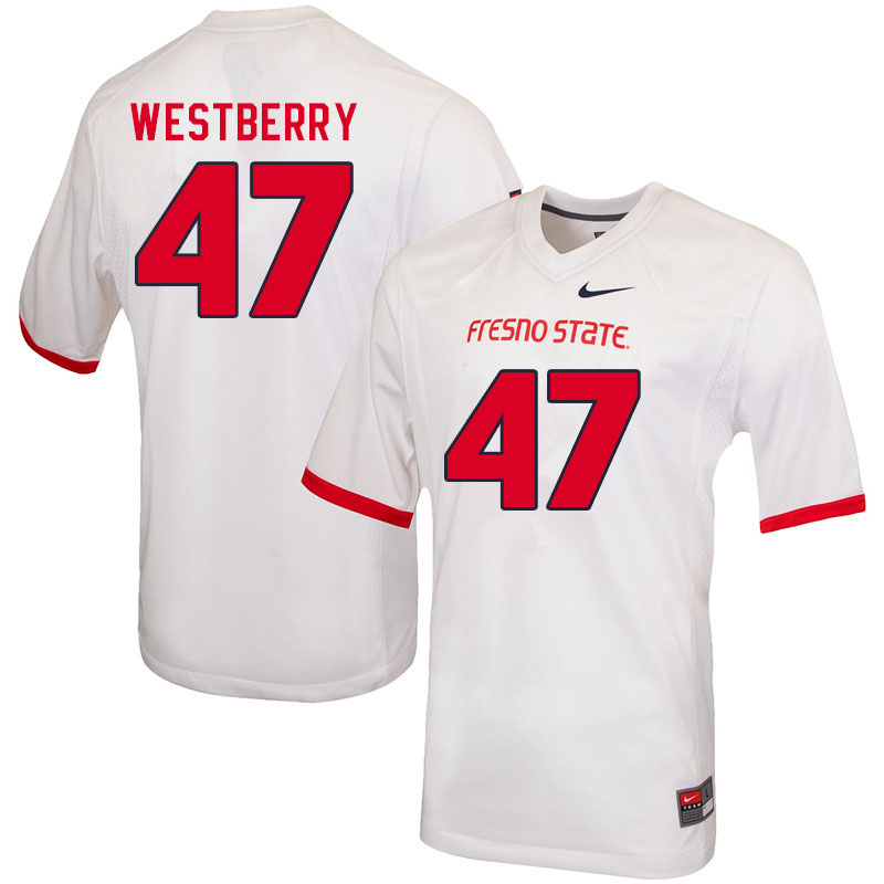 Men #47 Jacob Westberry Fresno State Bulldogs College Football Jerseys Sale-White